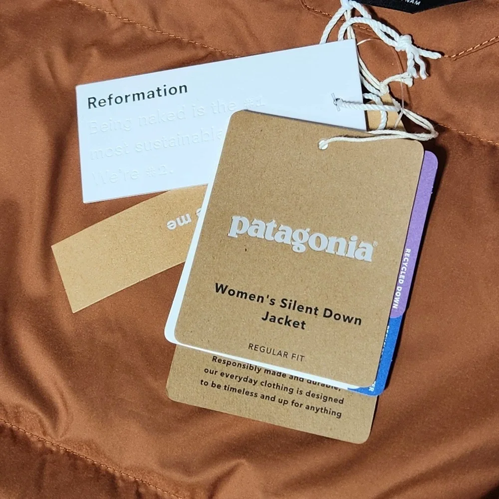 PATAGONIA x REFORMATION women's Silent DOWN Jacket puffer Sisu Brown 700 fill XL